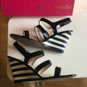 Kate Spade Black Patent Leather Wedge Sandals